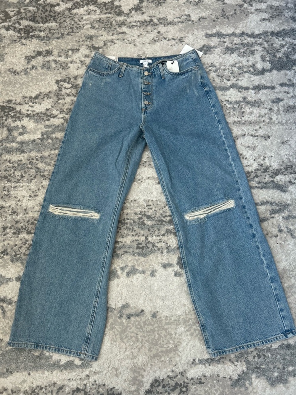 Forever 21 Low‑Rise Wide‑Leg Distressed Jeans – Size 28, NWT